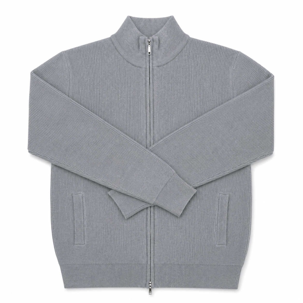 Art 39245 Campera doble cierre lana algodon gris topo
